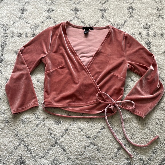 Forever 21 Tops - Pink Velvet wrap around Top